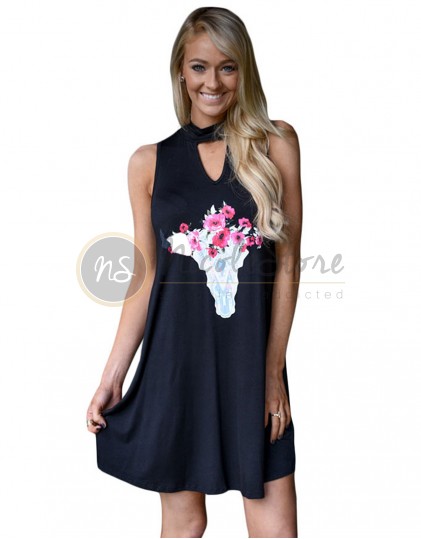 Rochie Scurta cu Imprimeu Floral
